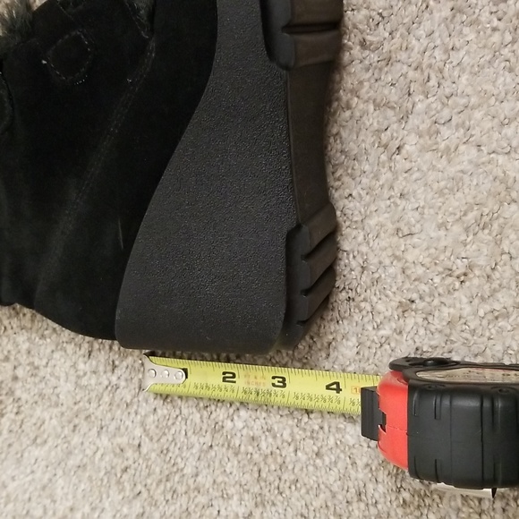 Black suede lined,lace up wedge boots - Picture 7 of 7